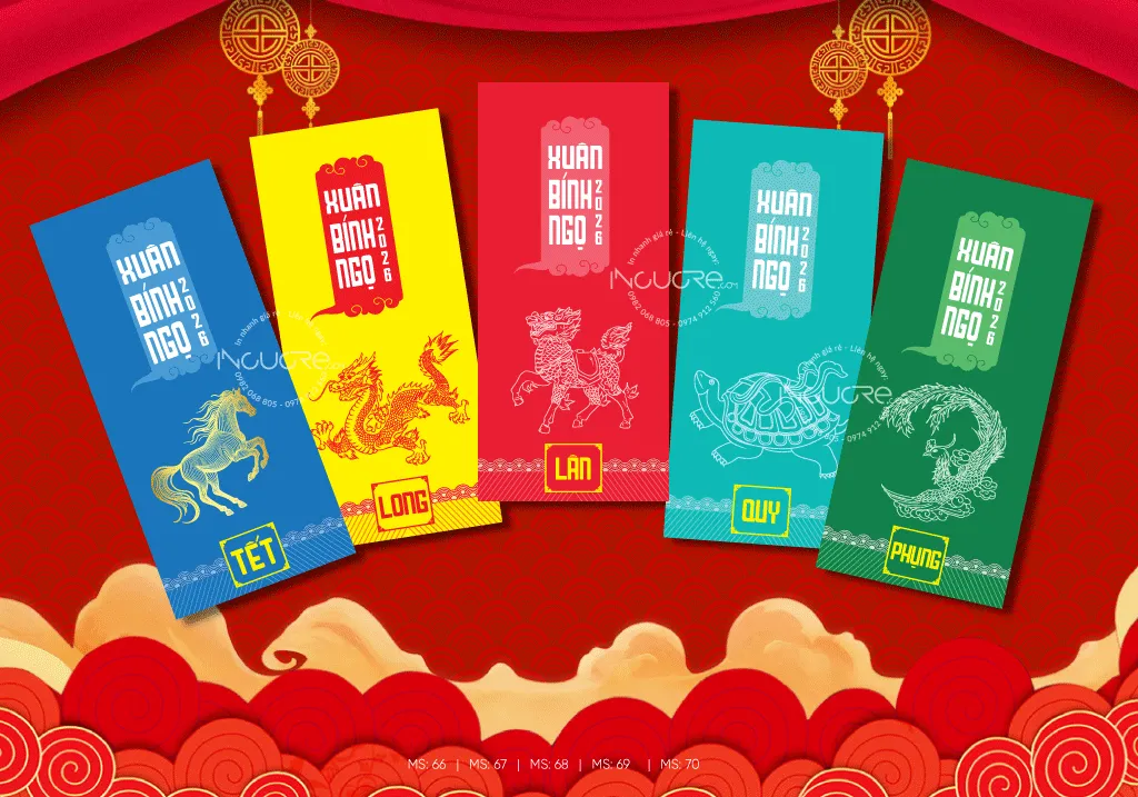 Mẫu bao lì xì chủ đề mâm cỗ ngày Tết 1