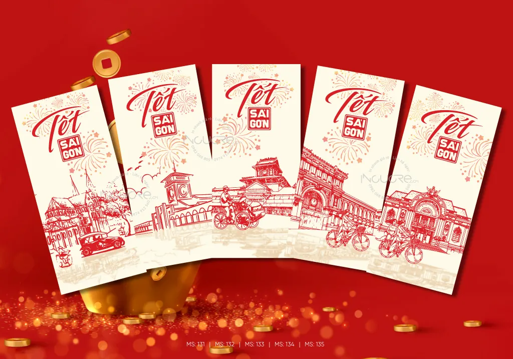 Mẫu bao lì xì chủ đề mâm cỗ ngày Tết 3