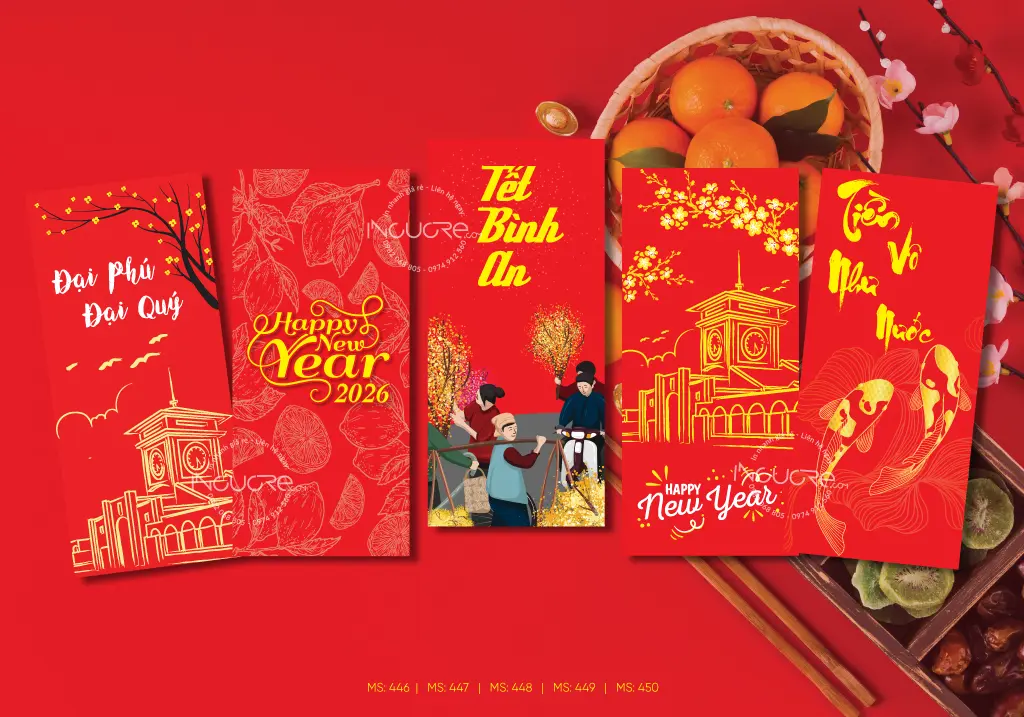 Mẫu bao lì xì chủ đề họa tiết truyền thống 3